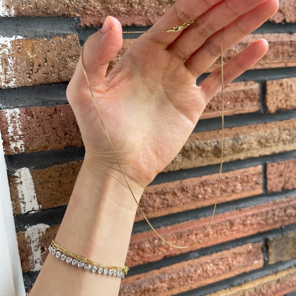 14k gold box chain necklaces with lobster clasp